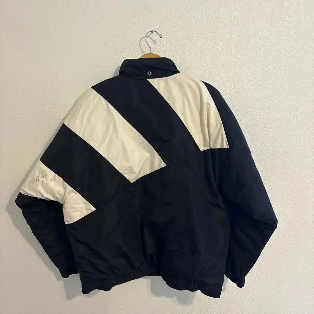 Vintage Adidas Black and White Color Block Puffer Jacket Size L